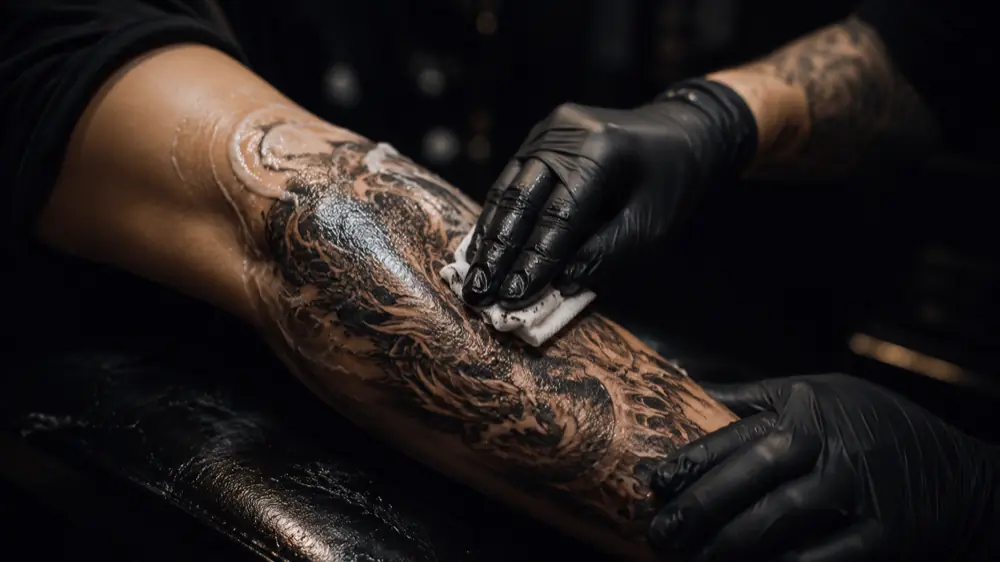 Person with back tattoo